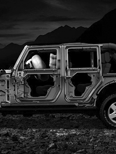 Skeleton of a Jeep in the Mountains